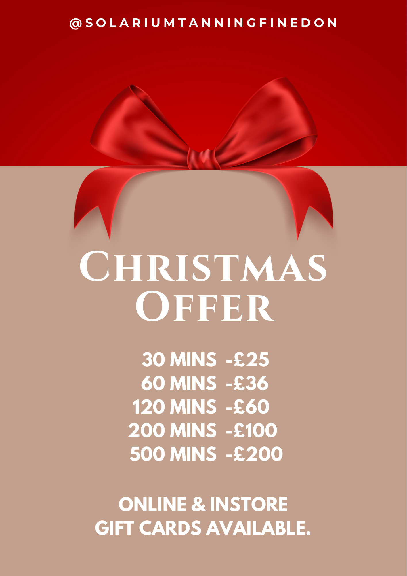 30 MINUTE SUNBED COURSE (£25 CHRISTMAS OFFER)